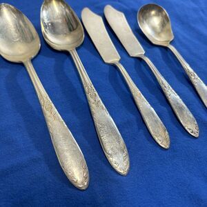 National Silver KING EDWARD Silver Plate 5 SERVING PIECES Flatware